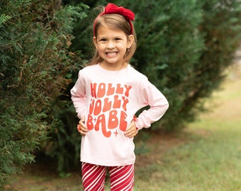 Holly Jolly Babe toddler Christmas Shirt, Toddler Christmas Shirt, Christmas Shirt, Youth Christmas Shirt, Youth Santa Shirt, Holly Jolly