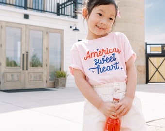 American Sweet Heart 4th of July Toddler and Youth shirt, America Y'all, 4th of July, 4th of July Shirt, Summer Shirt, American Sweet Heart