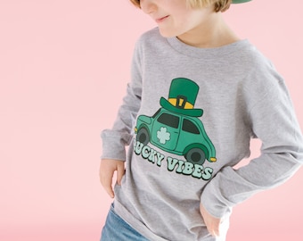 Lucky Vibes St. Patrick's Day Toddler and Youth Shirt, Kids St. Patrick's Day Shirt, St. Patrick's Day, Lucky Shirt, Luck, Shamrock Shirt