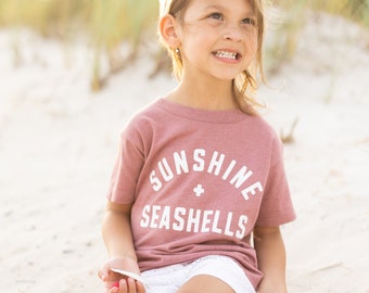 Sunshine and Seashells Toddler and Youth Shirt, Summer Graphic Shirt, Beach Bum Kids Shirt, Beach Vacation, Beach Bum Shirt, Beach trip