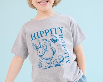 Camiseta infantil de Pascua con estampado de conejito de fútbol "Hippity Hoppity"