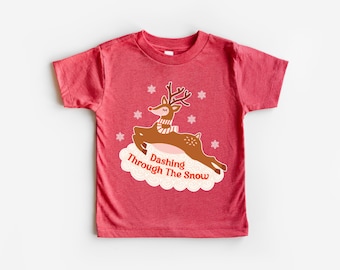 Dashing Through the Snow Reindeer Toddler Christmas Shirt, Kids Christmas Shirt, Santa shirt, Winter Shirt, Reindeer Shirt