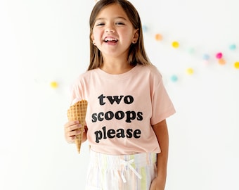 Summer Ice Cream scoop Toddler Shirt, Kid Graphic Shirt, Ice cream Toddler Shirt, Super cool, retro shirt, 2 scoops please, Ice cream scoop