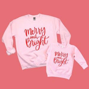 Merry and Bright Christmas Sweatshirt Set, Mommy and Me Shirts, Mommy and Me Christmas Shirts, Christmas Set, Mommy and Me