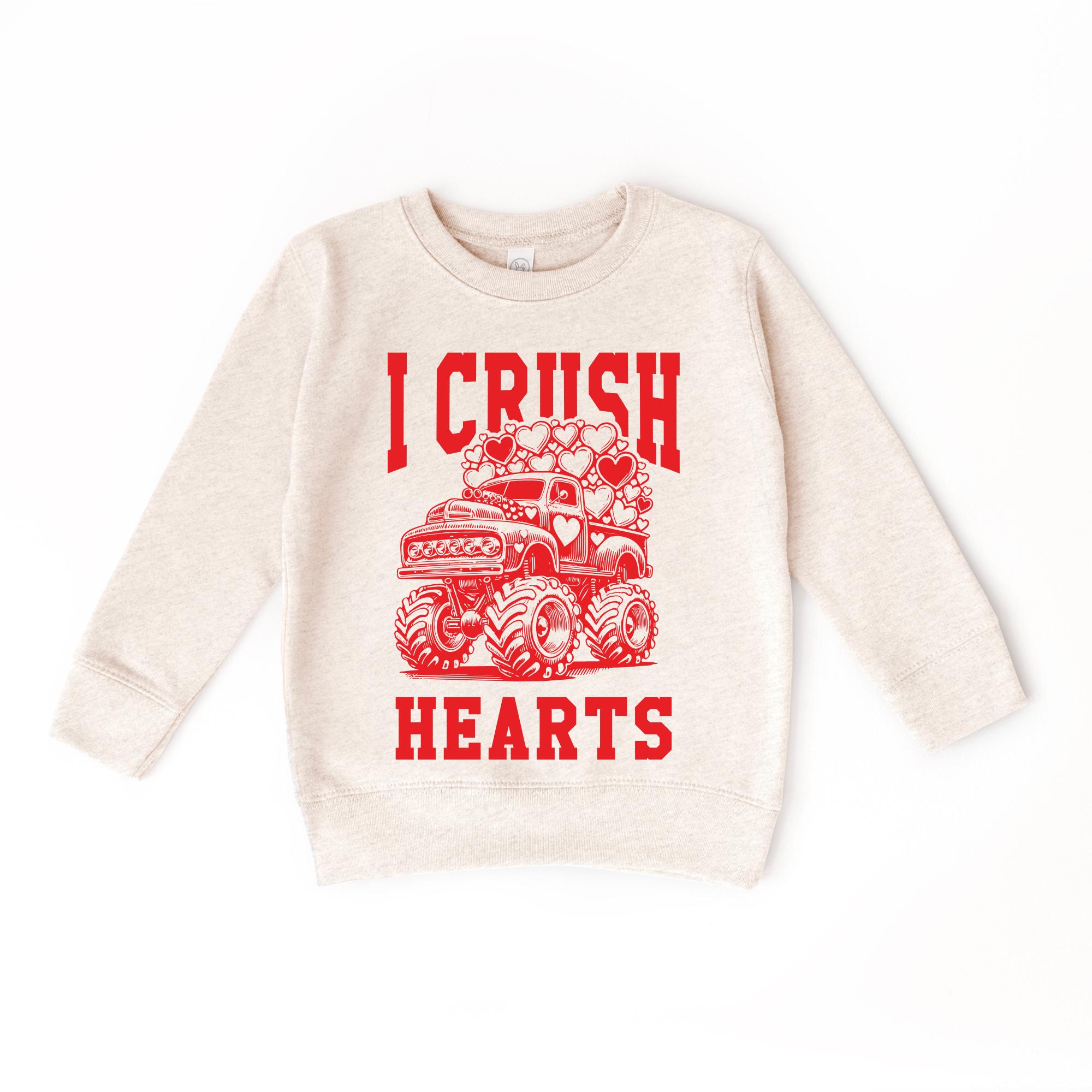 I Crush Hearts Monster Truck Sweater Valentine's Day shirt, toddler valentines day sweatshirt, valentines Day Shirt, Love, Kids Graphic tee