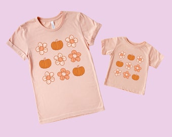 Pumpkin and Flowers Halloween Shirt Set, Fall shirt, Mommy and Me Set, Mommy and Me Shirts, Pumpkin Shirt, Pumpkin Patch, Pumpkin Patch Tee