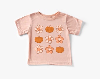 Pumpkins and Flowers  toddler Shirt, Toddler Fall Shirt, Thanksgiving shirt, Youth Fall Shirt, Pumpkin patch toddler shirt, Hello Pumpkin