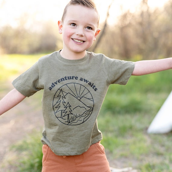 Adventure Awaits Toddler and Youth Shirt, Summer Youth Shirt. Summer Shirt,  Camping Shirt, Forest Child, Exploring, Hiking Shirt, Outdoorsy - Etsy