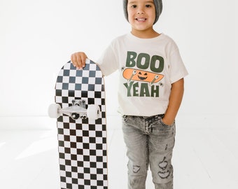 Boo Yeah Skateboard halloween Shirt, Toddler shirt, Toddler halloween Shirt, Fall toddler shirt, Child Halloween shirt, Little Boo, Boo Yeah