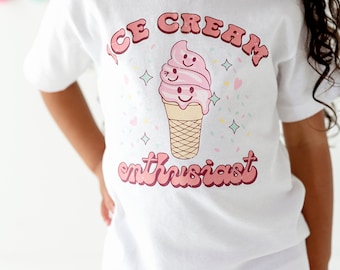 Ice Cream Enthusiast Toddler Shirt, Kid Graphic Shirt, Ice cream Toddler Shirt, Super cool, retro shirt, 3 scoops please, Ice cream scoop