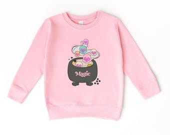 Magic Cauldron Sweatshirt Halloween Kids Sweatshirt, Halloween, Hocus Pocus, Broom, Witch Sweatshirt, Toddler Halloween Sweatshirt, Cauldron