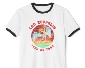 Led Zeppelin 1975 US Tour Ringer T Shirt, Vintage Style Shirt