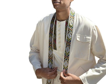 Off White Kimono style jacket, Ethiopian and Eritrean traditional jackets