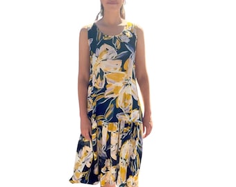 Silk Shift Dress: Sleeveless Ruffle Hem, Elegant Casual