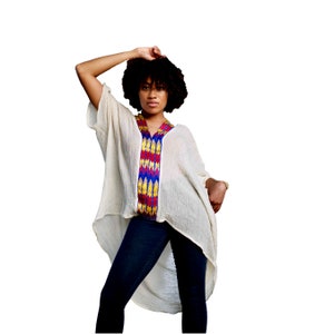Embroidered Cotton Boho Tunic: Ethiopian Style Oversize Top