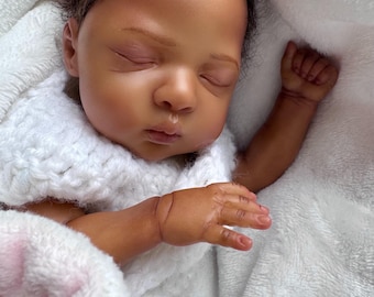 Makena – Made-to‑Order Reborn Doll (Luna Kit) | African‑American / Mixed Melanin Baby | 12″ Baby