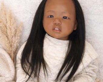 Asha – Made-to‑Order Reborn Doll (Amaya Kit) | African‑American / Mixed Melanin Baby | 28″ Toddler