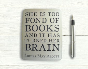 Bookworm Gift Tin for stationery | Louisa May Alcott Quote Typography Storage Tin Box | Literary Gift Idea for avid reader - Hinged Lid Tin