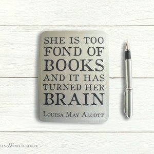 Bookworm Gift Tin for stationery | Louisa May Alcott Quote Typography Storage Tin Box | Literary Gift Idea for avid reader - Hinged Lid Tin
