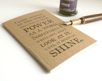 Emily Dickinson Notebook | Poetry Quote Journal, Recycled A6 Kraft Doodle Book, Plain Pages | Poem Quotation Typography | Pocket Jotter Pad