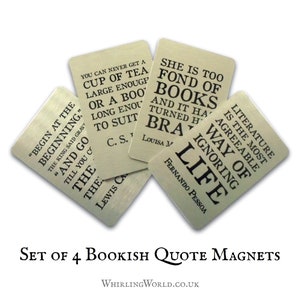 Bookish Magnet Set, gift for avid reader | Classic author quotes about books and reading | literary table gifts for book club reading group