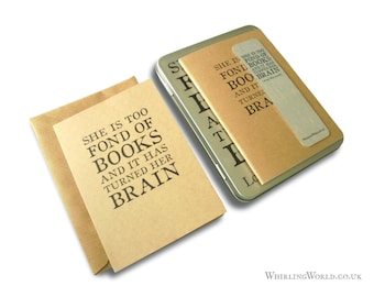 Bookish Gift Set for Her, Louisa May Alcott quote | Female author gift for bookworm | storage tin, reading journal, bookmark, inc blank card