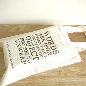 Petit cartable en coton | fourre-tout écologique en tissu naturel, cadeau pour lectrice | Sac à lunch littéraire de bibliothécaire, sac cadeau livresque de cadeaux