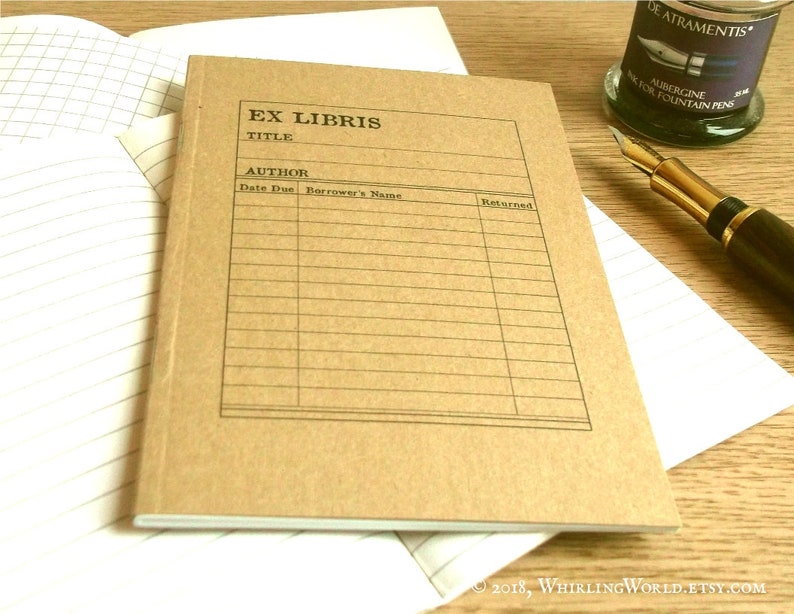 Library Card Notebook Set of 4 Ruled Eco Kraft Journal Etsy