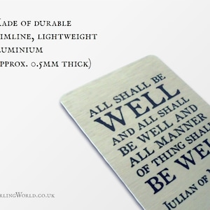 All Shall Be Well Magnet Uplifting Julian of Norwich Quote, aluminium fridge magnet Wellbeing care package gift, positive affirmation UK Magnet only