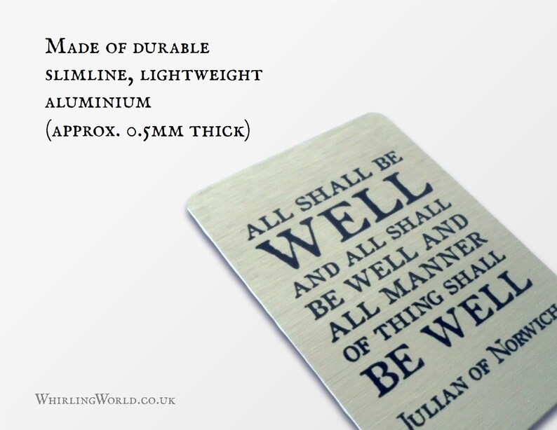 All Shall Be Well Magnet Uplifting Julian of Norwich Quote, aluminium fridge magnet Wellbeing care package gift, positive affirmation UK Magnet only