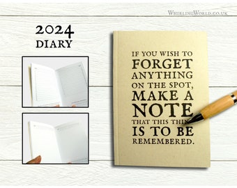 Book Lover Diary 2024 | Literary New Year Gift - Monthly bookish quotes, A6 month to view planner | Eco friendly agenda recycled paper, UK