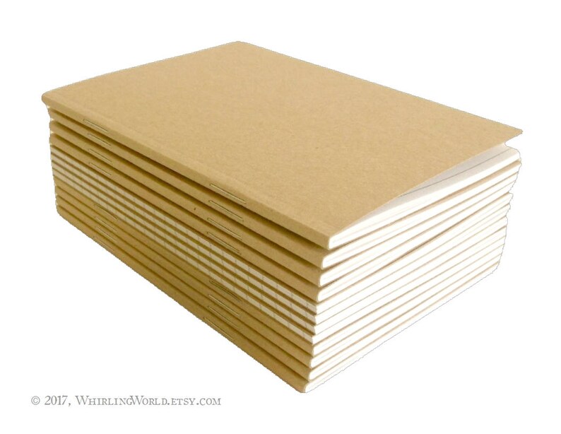 12 Kraft Journals, Bulk Bundle Recycled A6 Pocket Notebook Gift Set Essential Minimalist Office