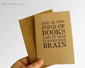 Bookish Quote Card, blank inside | Louisa May Alcott quotation for avid reader, bookworm | A6 kraft any occasion stay in touch greeting card