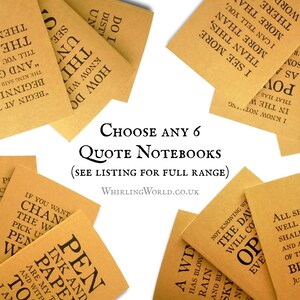 Quote Notebook Set, Choose any 6 | Writer care package - bookish, literary kraft writing book set | ruled pocket journal, half year supply