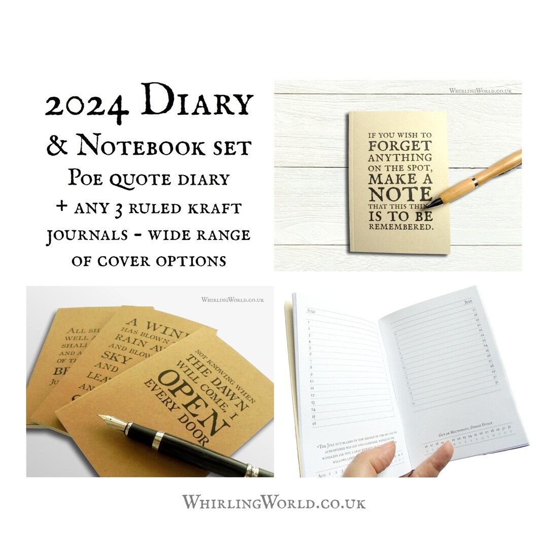 2024 Diary 3 Notebook Set Edgar Allan Poe Datebook Etsy