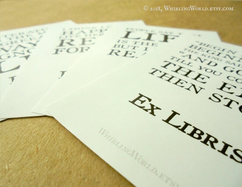 Ex Libris Book Labels Set of 8 mixed bookish quotations | Etsy