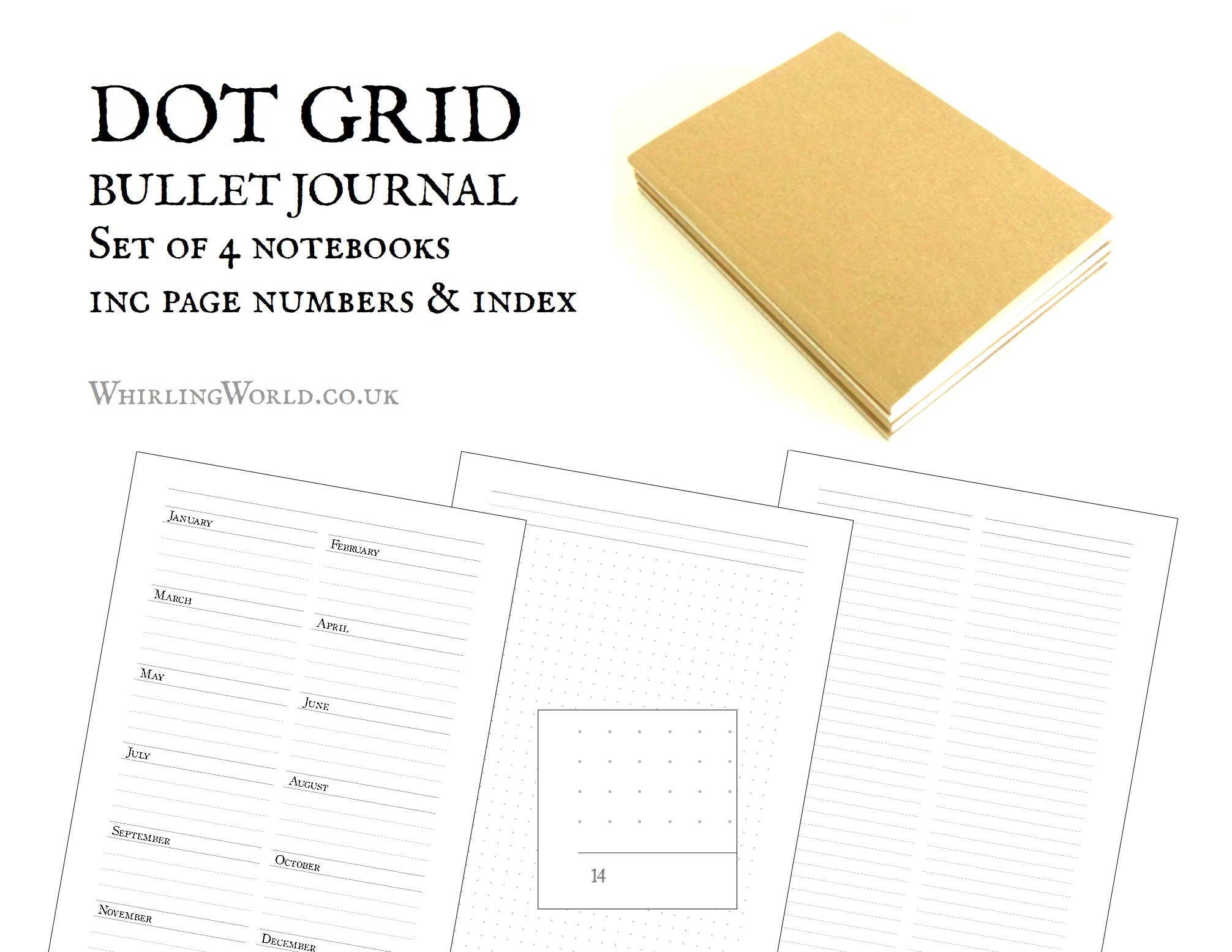 A5 Dot Grid Journal Set Dotted Page Bullet Journal Notebooks Etsy Ireland
