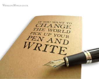 Change The World - Manifesto Notebook | Martin Luther Quote, inspirational motivational gift for writer | A6 pocket size ruled kraft journal