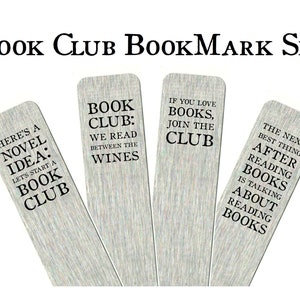 Ensemble de signets de club de lecture - Cadeaux de fête pour un groupe de lecture | Ensemble de 4 ou 8 marqueurs de page en aluminium, cadeau pour groupe de livres