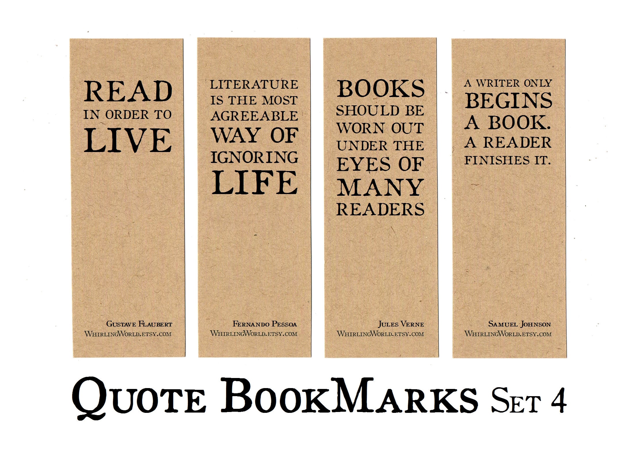 Set of 4 Bookish Bookmarks for Book Lovers literary Etsy