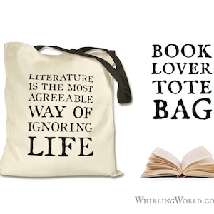 Sac de livre pour les amateurs de livres | Sac fourre-tout de citation littéraire pour lecteur - Cadeau bookish pour bibliothécaire, idée cadeau bibliophile | cabas écologique en coton naturel