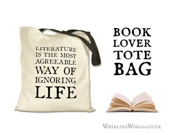 Book Lover Book Bag | Literary Quote Tote Bag for Reader - Bookish Gift for Librarian, Bibliophile Gift Idea | natural cotton eco shopper