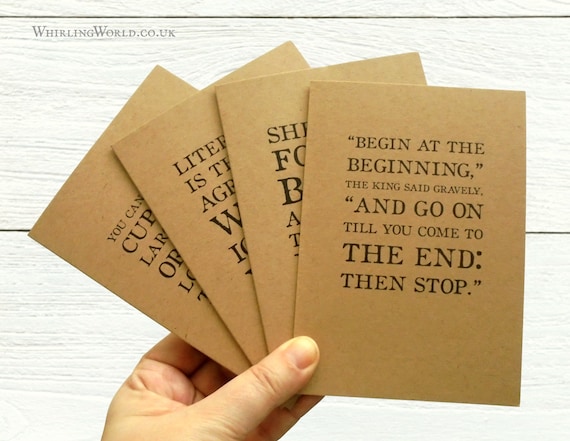 Bookish Notecard Set for Book Lovers | Quotes about books & reading from literature | Any occasion greeting card selection, A6 blank inside