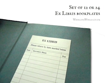 Ex Libris Bookplate Set, library card design | personal lending library label set loan log system | organisational gift for reader, bookworm