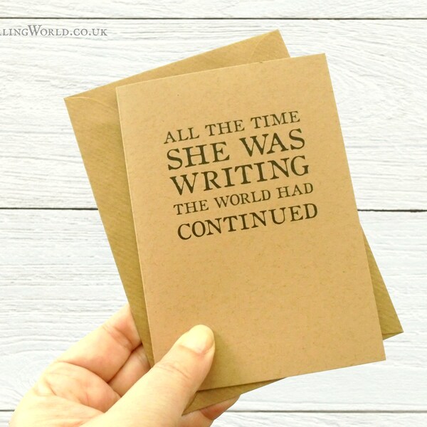 Writing Quote Notecard - Virginia Woolf | Lost time - writer, journaler, author or letter writer NoteCard | Blank Inside A6 Kraft Notelet