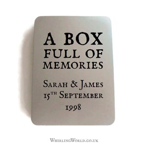 Personalised Memory Box | Empty tin for storing keepsakes, memories, souvenirs | add custom wording for birthday, wedding, anniversary gift