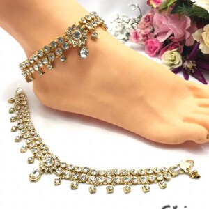 Handmade Anklets With Czech Indian Jewelry Bollywood Indian Jewellery Wedding Bridal indian Jewelry