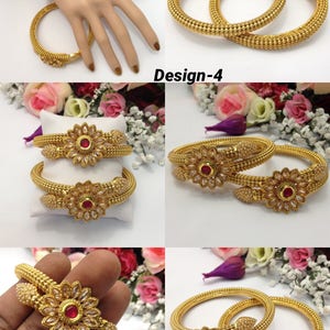 Indian Wedding Polki Bangles Handmade Polki Jewellery indian Pakistani Jewelry image 5