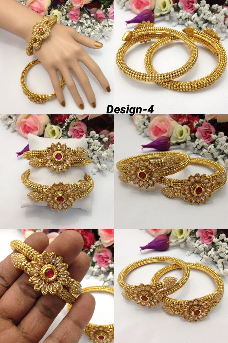 Indian Wedding Polki Bangles Handmade Polki Jewellery indian Pakistani Jewelry image 5