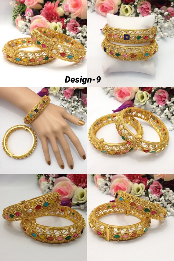 2.6 paquistaníes nupcial Joyas Brazaletes Enchapado en Oro 22ct Indian Asiático Tamaño